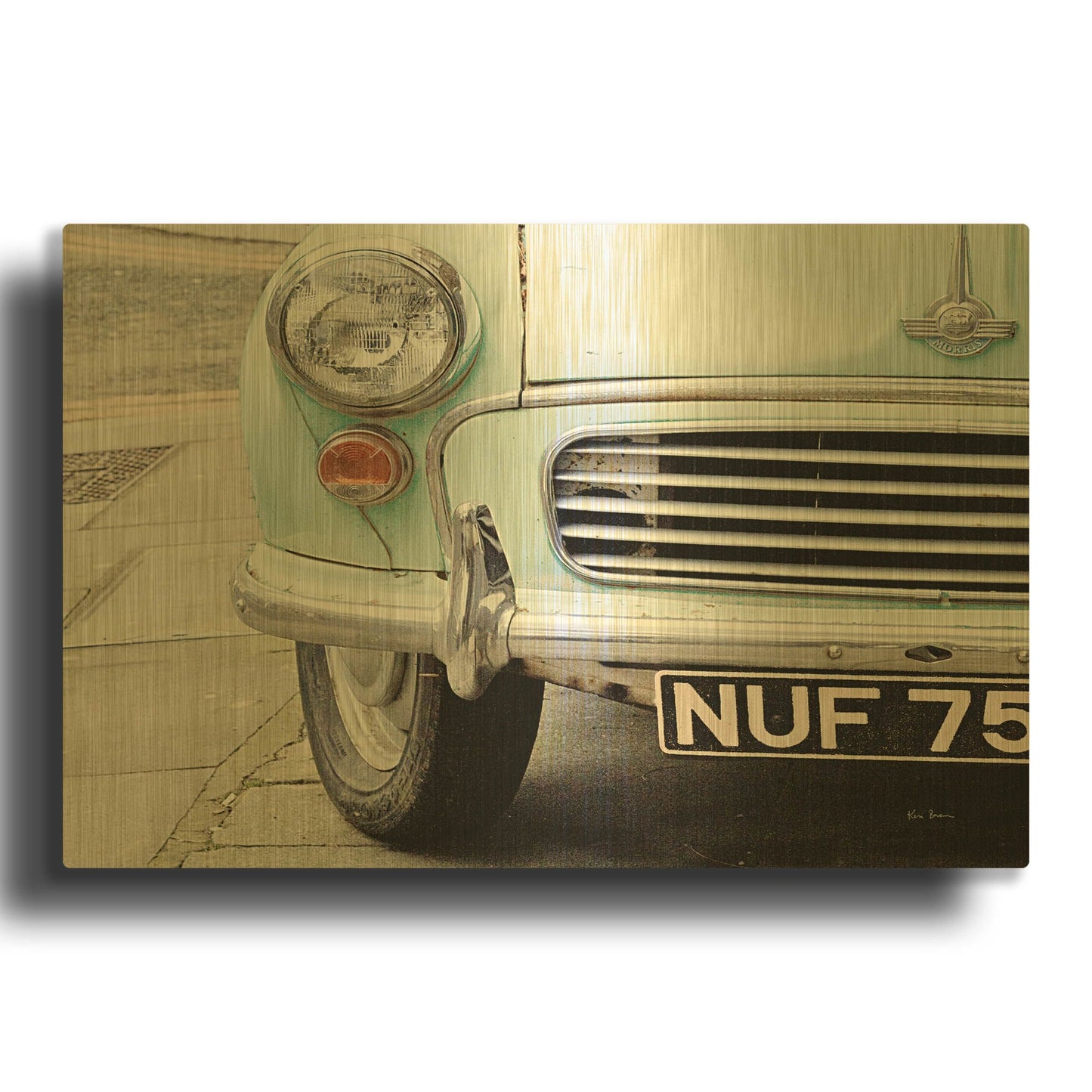 'London Traveller Mint And Blush' By Keri Bevan Gold Metal Wall Art