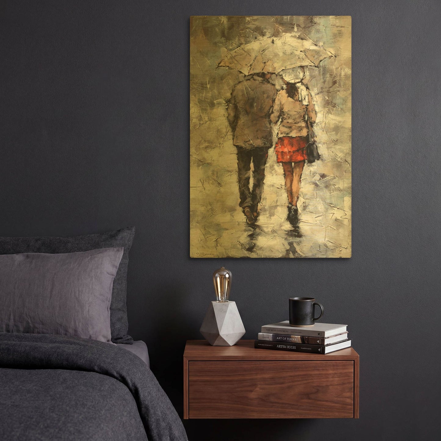 'Under The Umbrella' By Alexander Gunin Gold Metal Wall Art