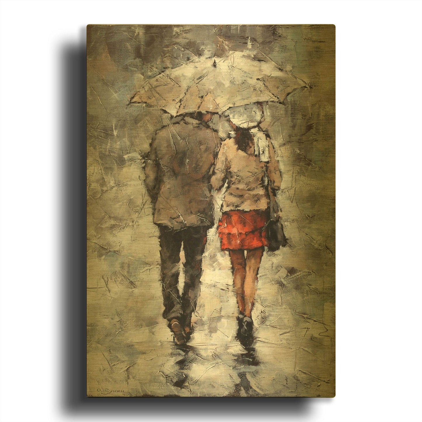 'Under The Umbrella' By Alexander Gunin Gold Metal Wall Art