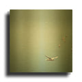 'Soul Birds Harbor Gray' By Keri Bevan Gold Metal Wall Art