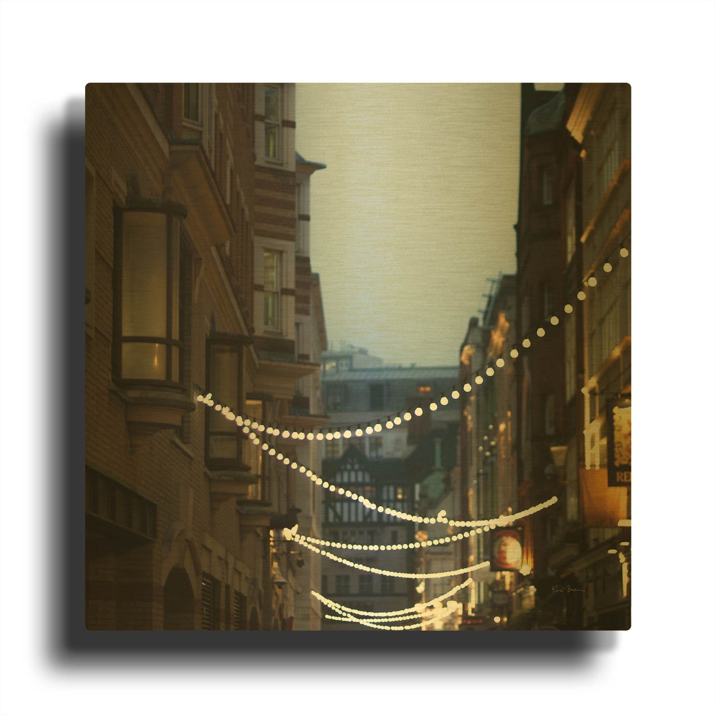 'Lights In Soho' By Keri Bevan Gold Metal Wall Art