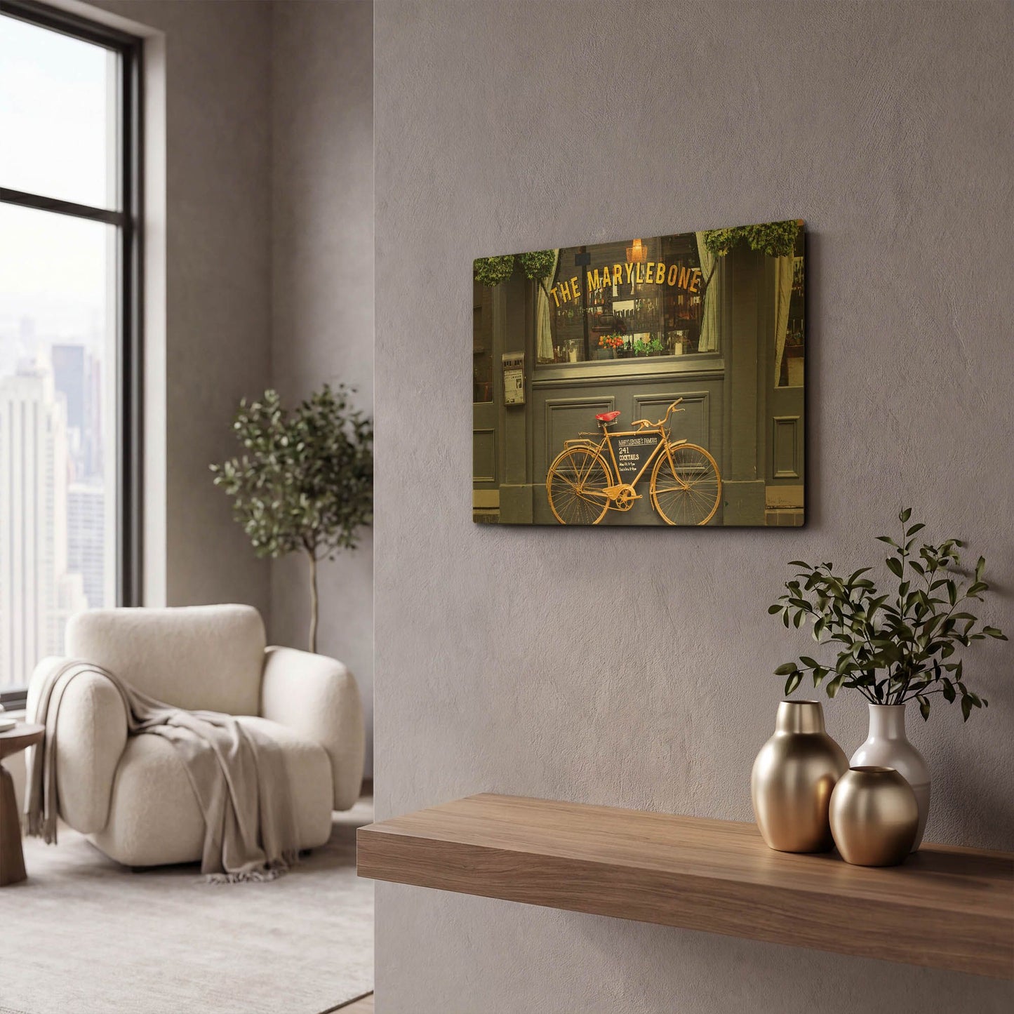 'Marylebone Bike' By Keri Bevan Gold Metal Wall Art