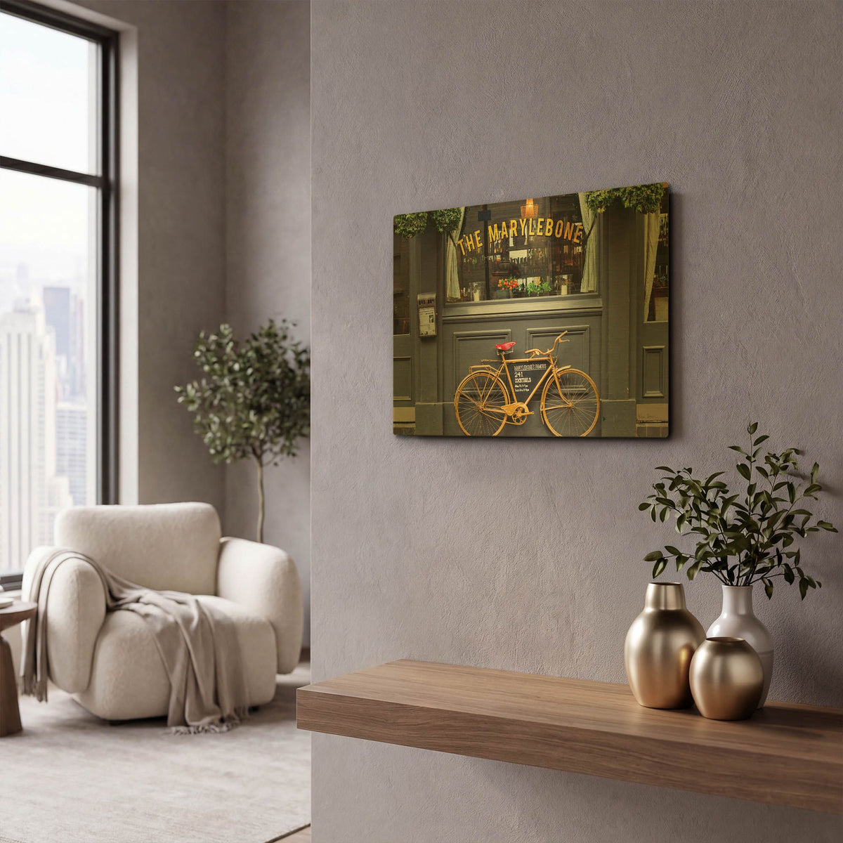 'Marylebone Bike' By Keri Bevan Gold Metal Wall Art