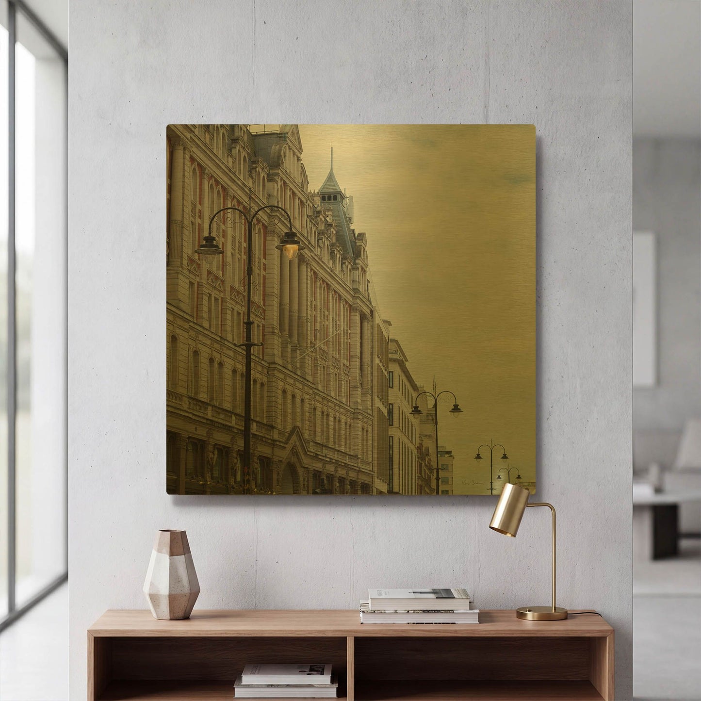 'The Strand Lights' By Keri Bevan Gold Metal Wall Art