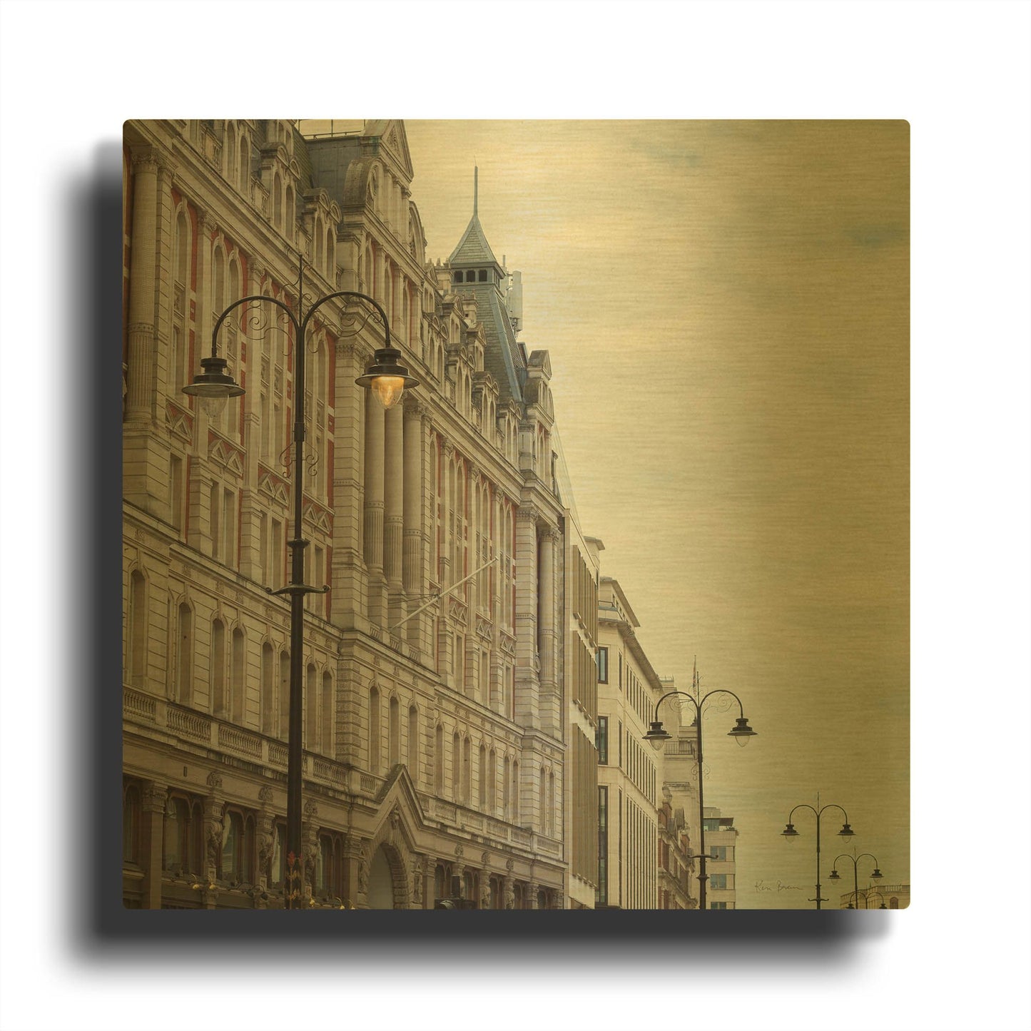 'The Strand Lights' By Keri Bevan Gold Metal Wall Art