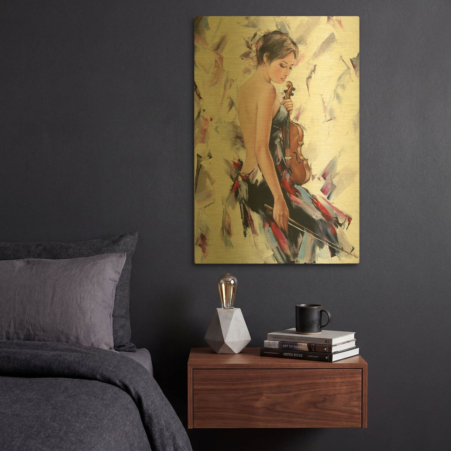 'Violinist' By Alexander Gunin Gold Metal Wall Art