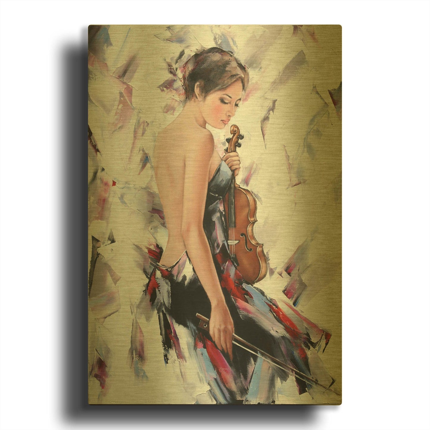 'Violinist' By Alexander Gunin Gold Metal Wall Art