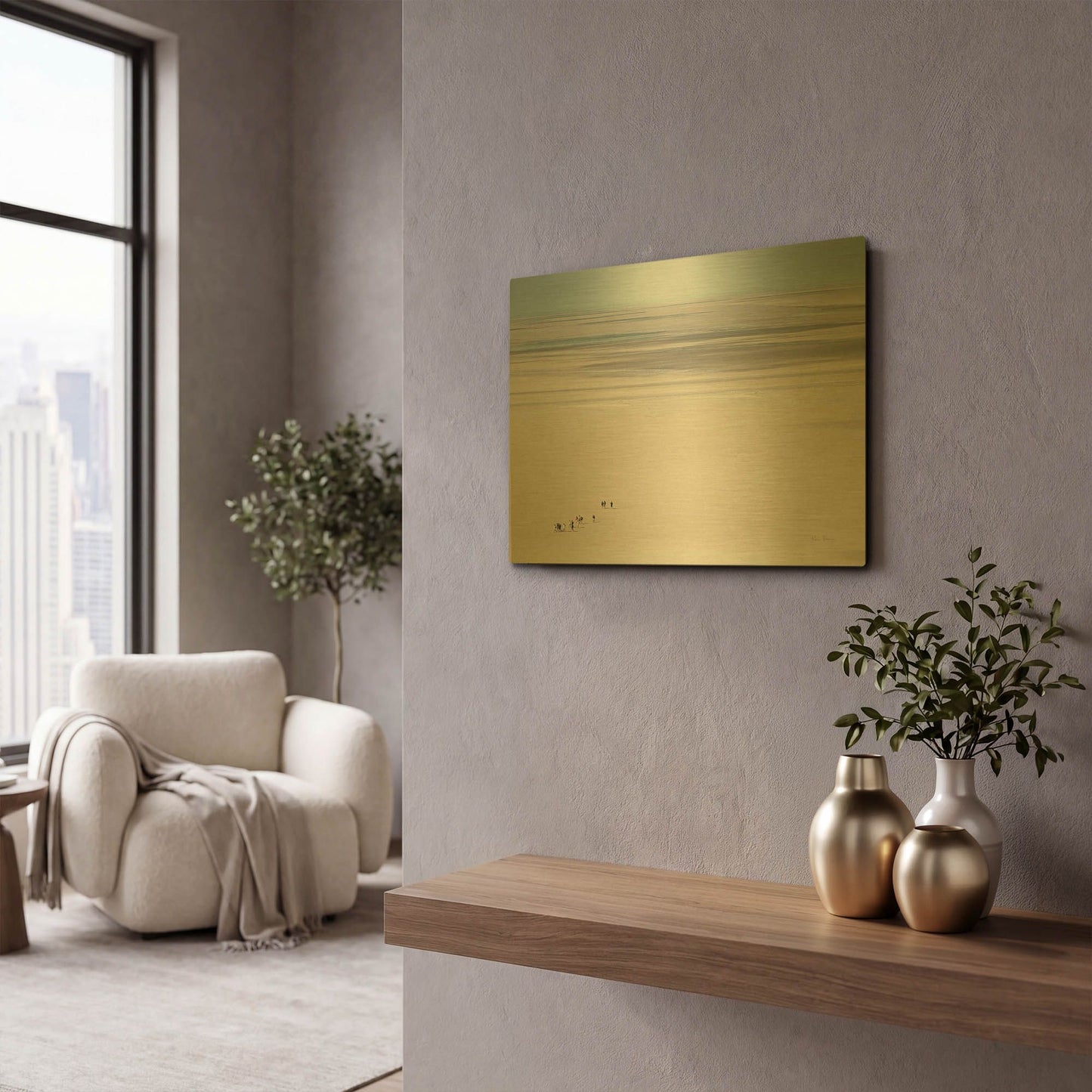 'Caravan In France' By Keri Bevan Gold Metal Wall Art