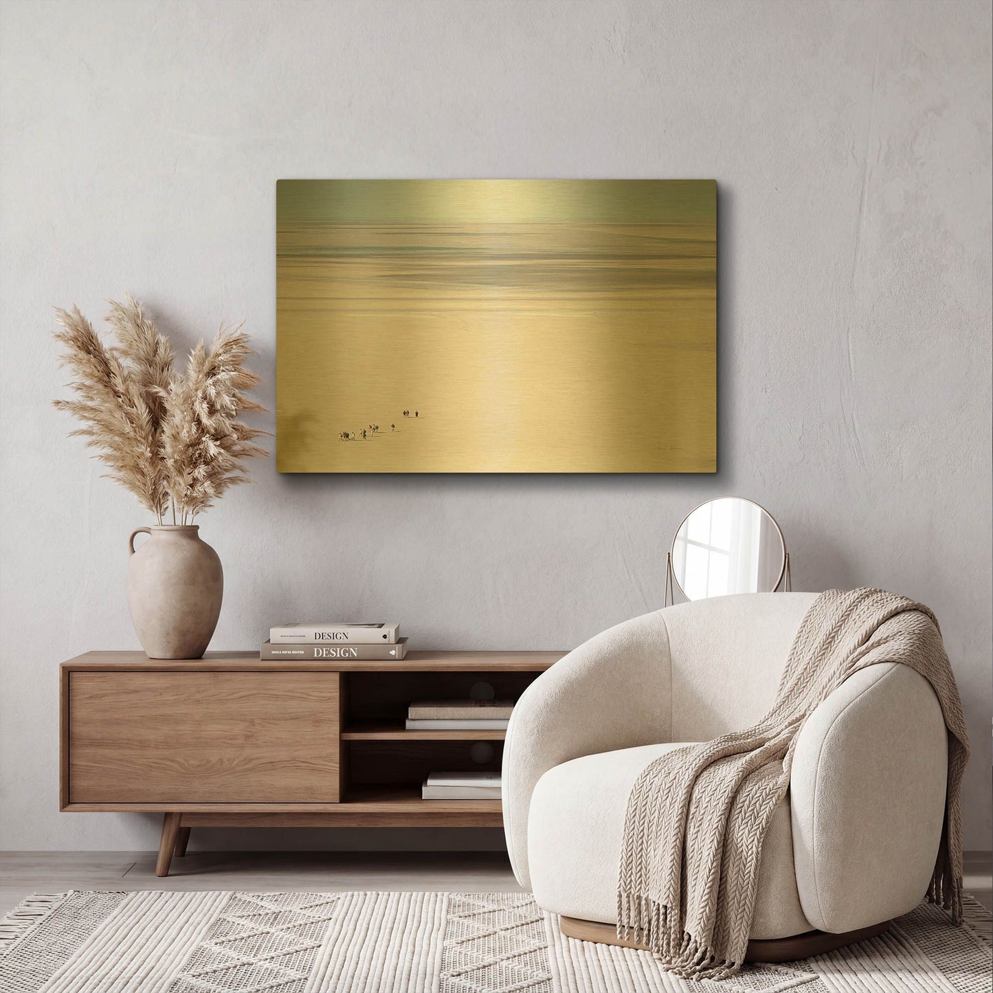 'Caravan In France' By Keri Bevan Gold Metal Wall Art