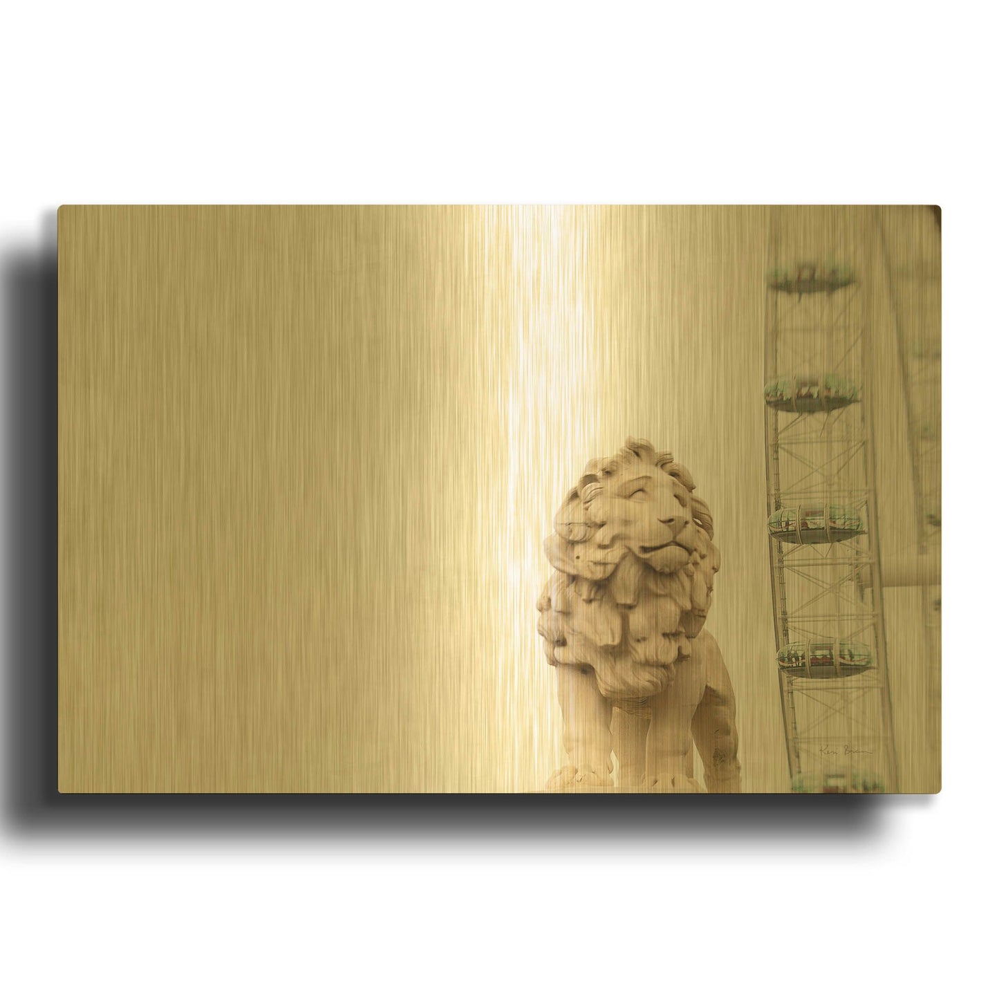 'Lion Of London' By Keri Bevan Gold Metal Wall Art