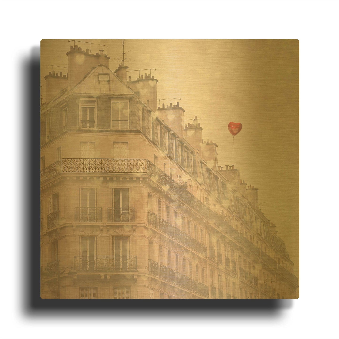 'Heart Paris' By Keri Bevan Gold Metal Wall Art
