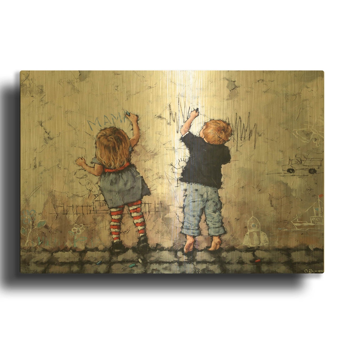 'Wall Graffiti' By Alexander Gunin Gold Metal Wall Art