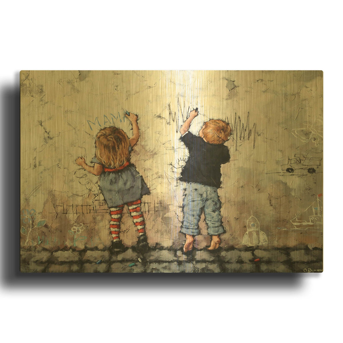 'Wall Graffiti' By Alexander Gunin Gold Metal Wall Art