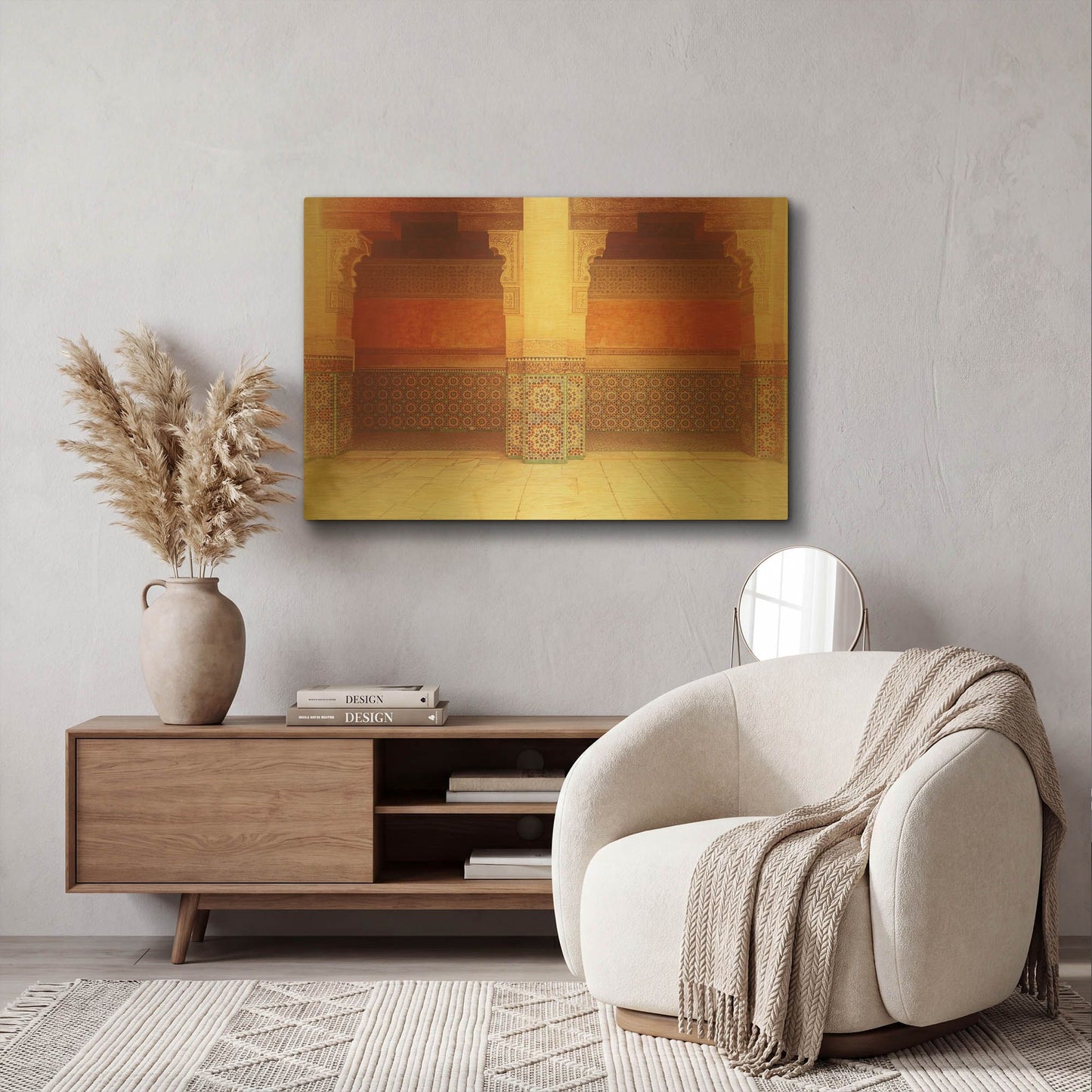 'Palace Walk V2 Crop' By Keri Bevan Gold Metal Wall Art
