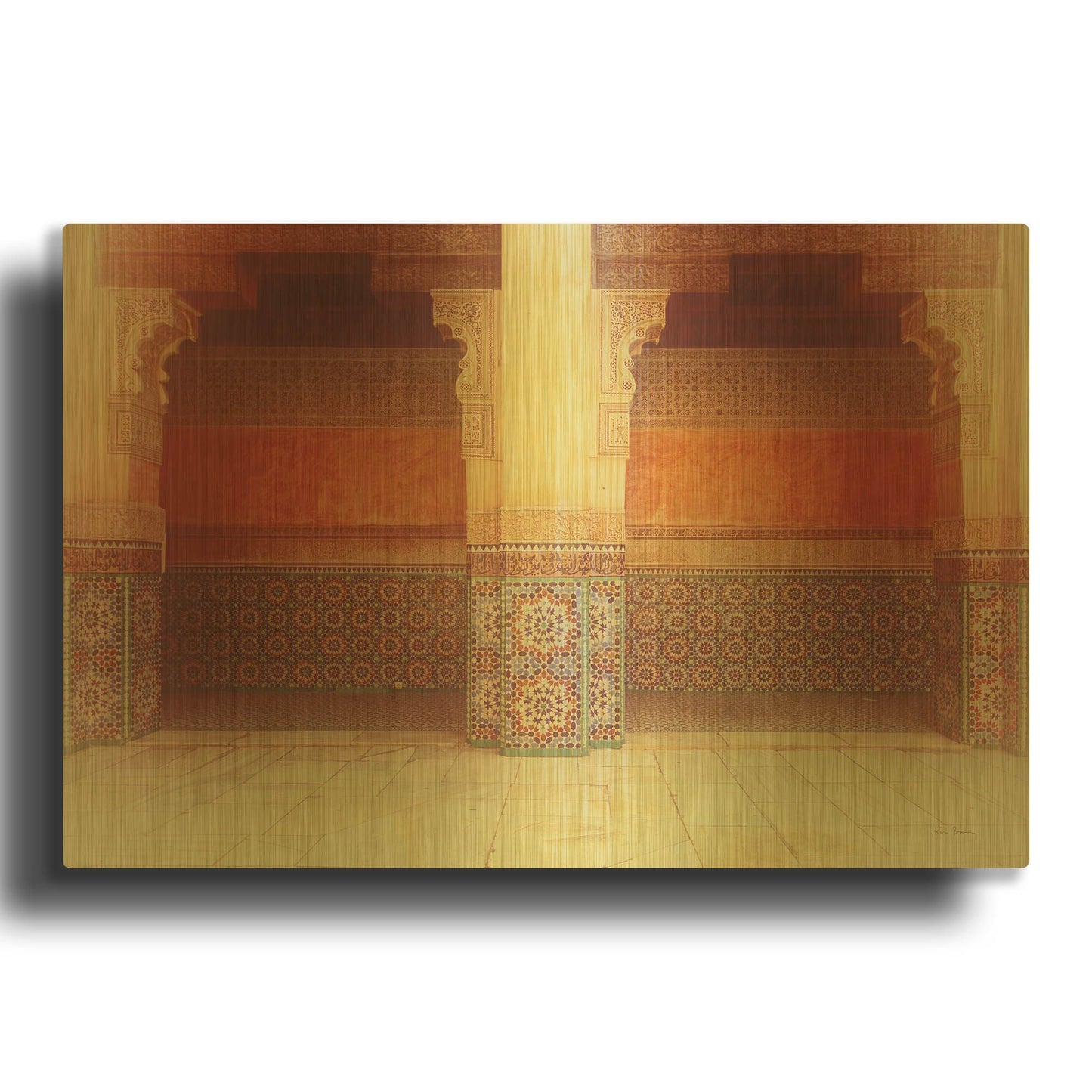 'Palace Walk V2 Crop' By Keri Bevan Gold Metal Wall Art