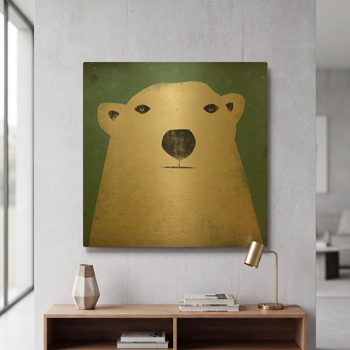 'Polar Bear' By Ryan Fowler Gold Metal Wall Art