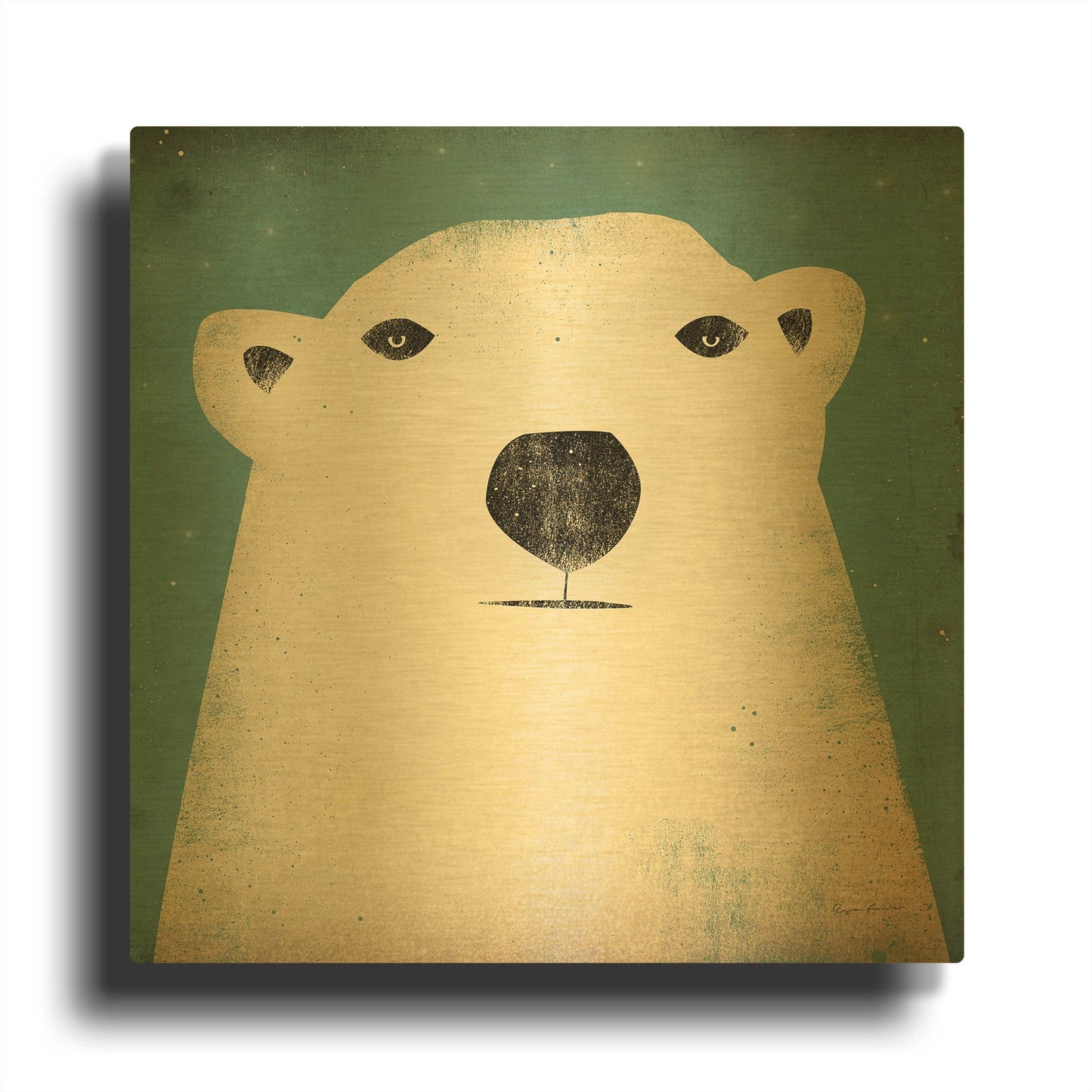 'Polar Bear' By Ryan Fowler Gold Metal Wall Art