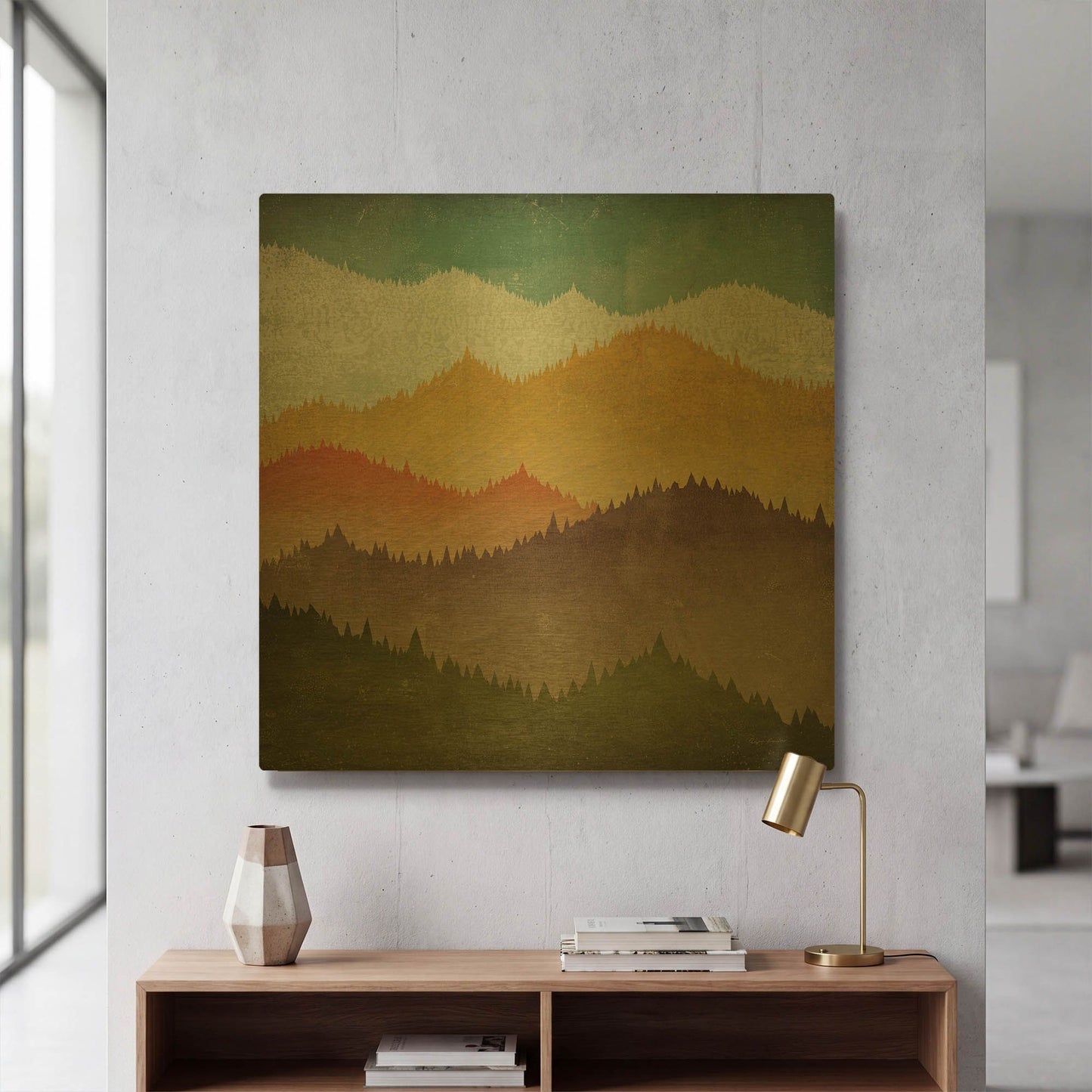 'Mountain View' By Ryan Fowler Gold Metal Wall Art