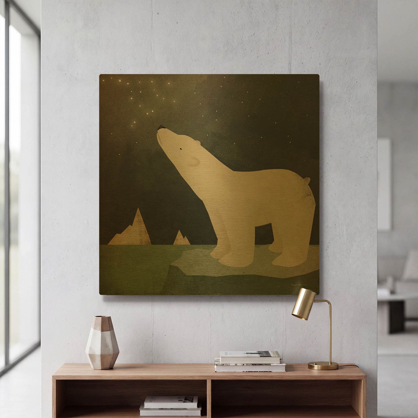 'Constellations Polar Bear' By Ryan Fowler Gold Metal Wall Art