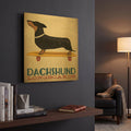 'Dachshund Longboards' By Ryan Fowler Gold Metal Wall Art