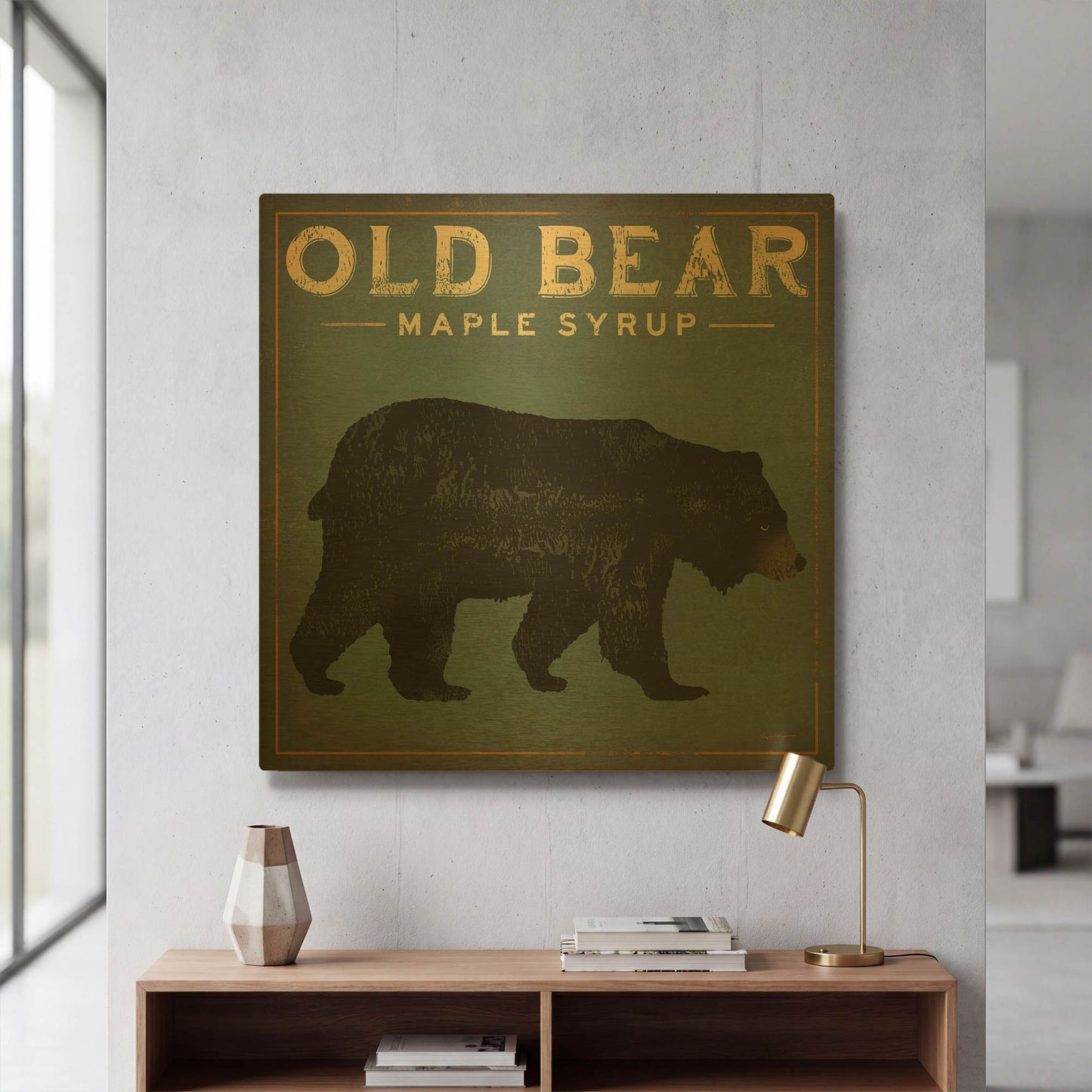 'Old Bear' By Ryan Fowler Gold Metal Wall Art