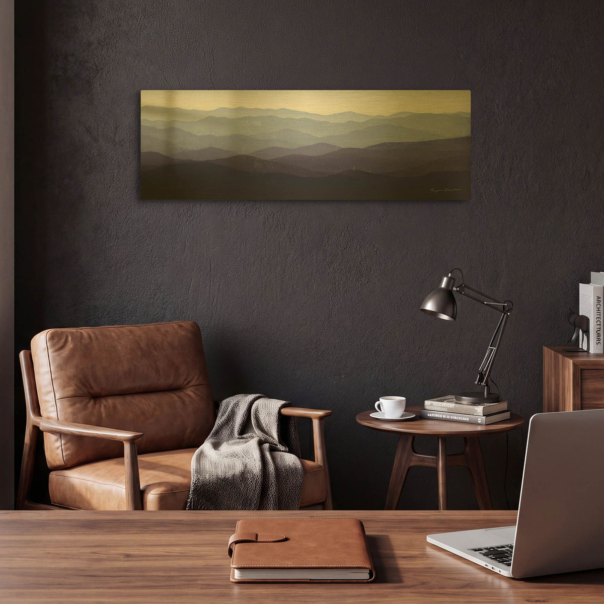 'Purple Mountains' By Ryan Fowler Gold Metal Wall Art