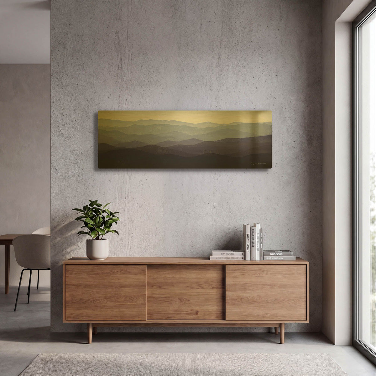'Purple Mountains' By Ryan Fowler Gold Metal Wall Art