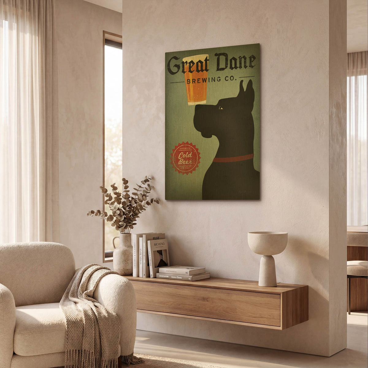 'Great Dane Brewing Co' By Ryan Fowler Gold Metal Wall Art
