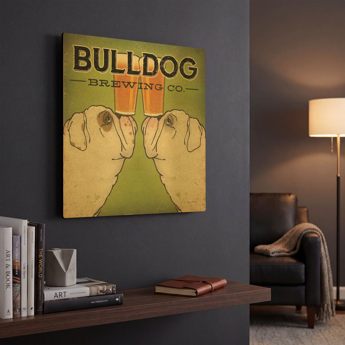 'Bulldog Brewing' By Ryan Fowler Gold Metal Wall Art