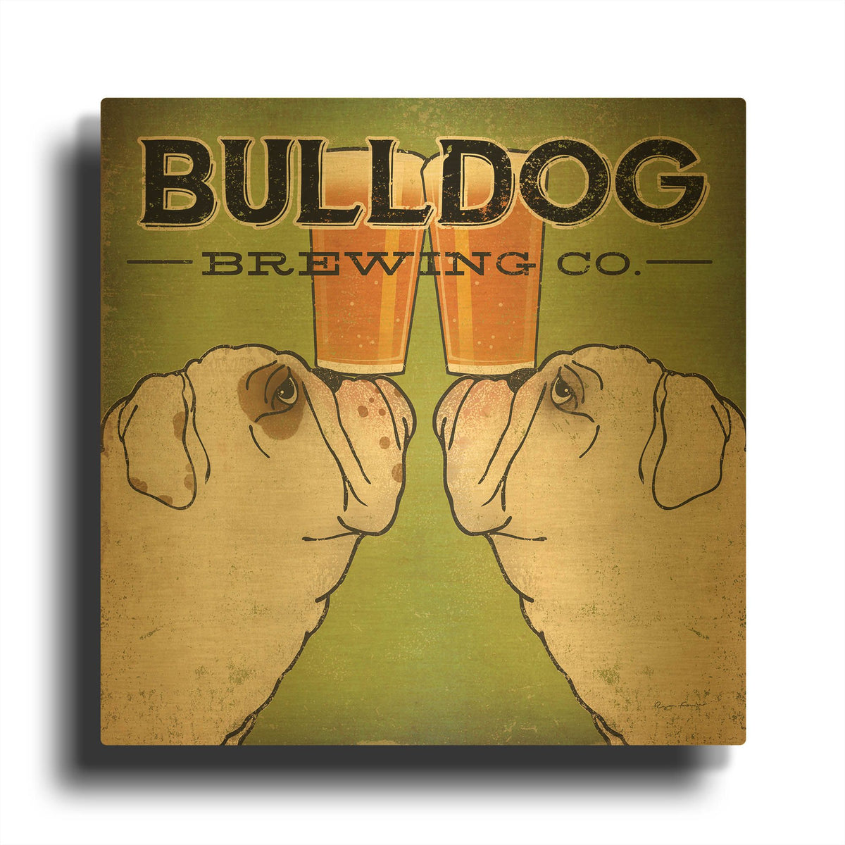 'Bulldog Brewing' By Ryan Fowler Gold Metal Wall Art