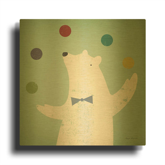 'Circus Polar Bear Colorful' By Ryan Fowler Gold Metal Wall Art