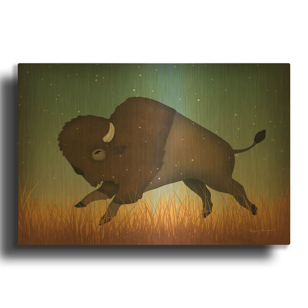 'Buffalo Bison II' By Ryan Fowler Gold Metal Wall Art