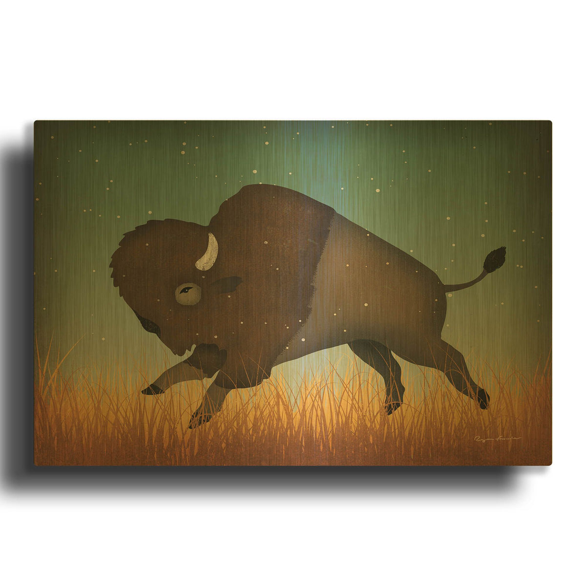 'Buffalo Bison II' By Ryan Fowler Gold Metal Wall Art