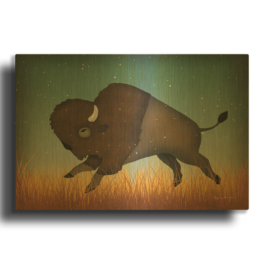 'Buffalo Bison II' By Ryan Fowler Gold Metal Wall Art