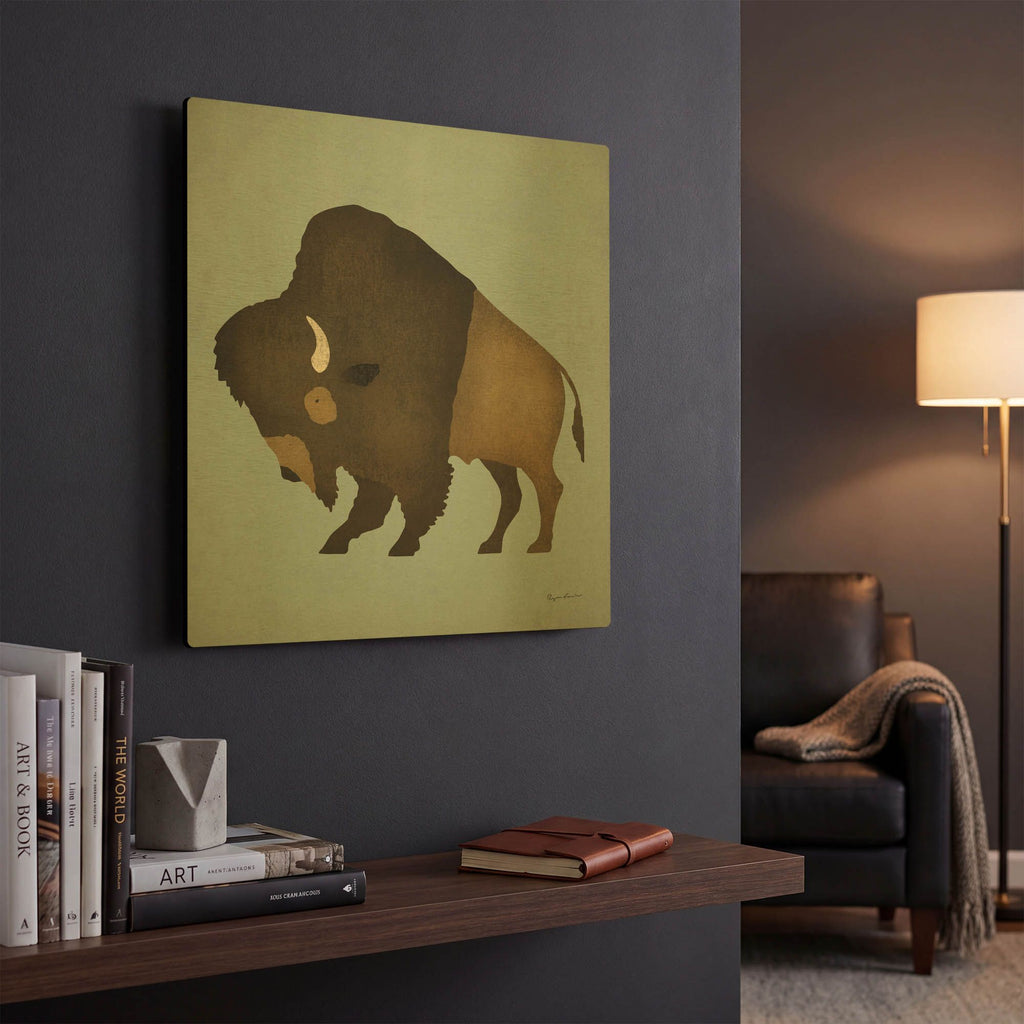 'Buffalo Bison I' By Ryan Fowler Gold Metal Wall Art