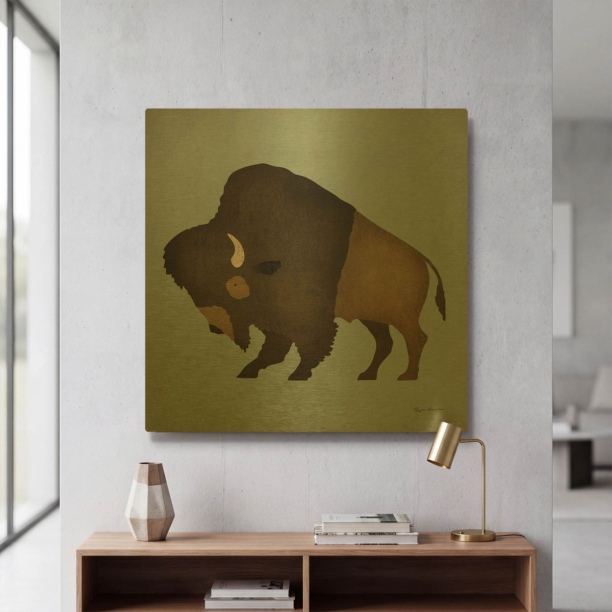 'Buffalo Bison I' By Ryan Fowler Gold Metal Wall Art