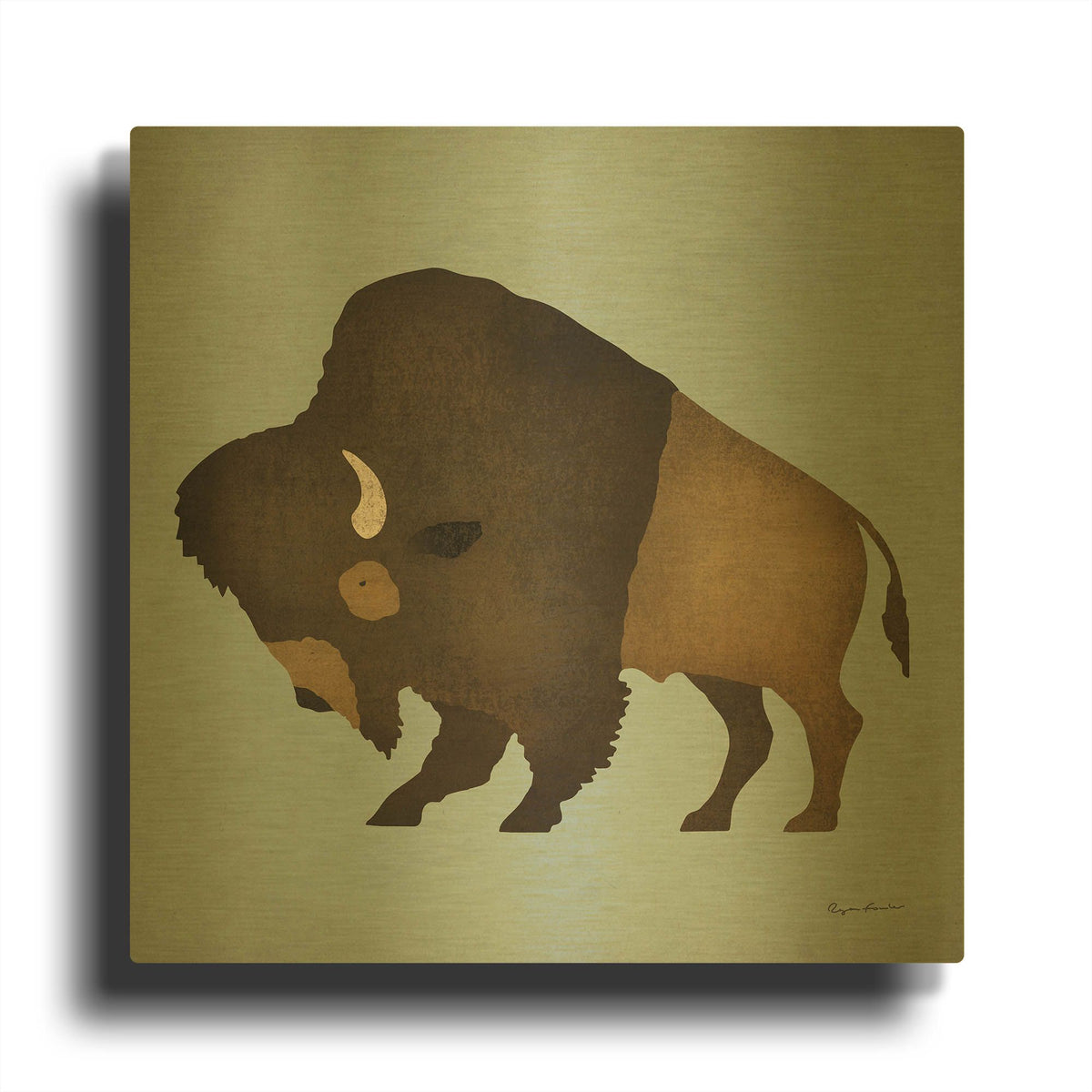 'Buffalo Bison I' By Ryan Fowler Gold Metal Wall Art
