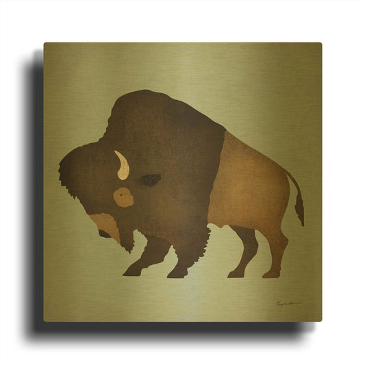 'Buffalo Bison I' By Ryan Fowler Gold Metal Wall Art
