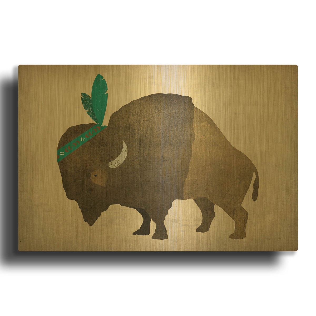 'Buffalo Bison III' By Ryan Fowler Gold Metal Wall Art