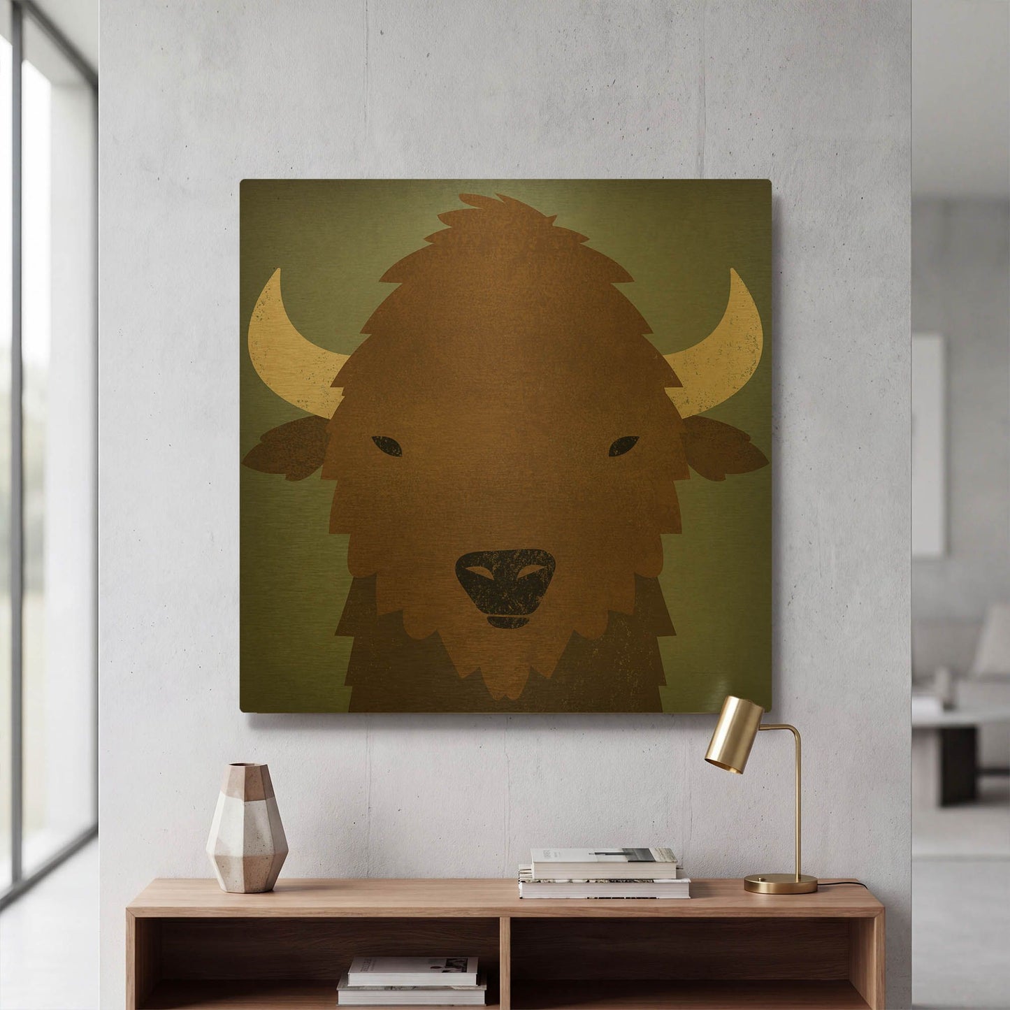 'Buffalo II' By Ryan Fowler Gold Metal Wall Art