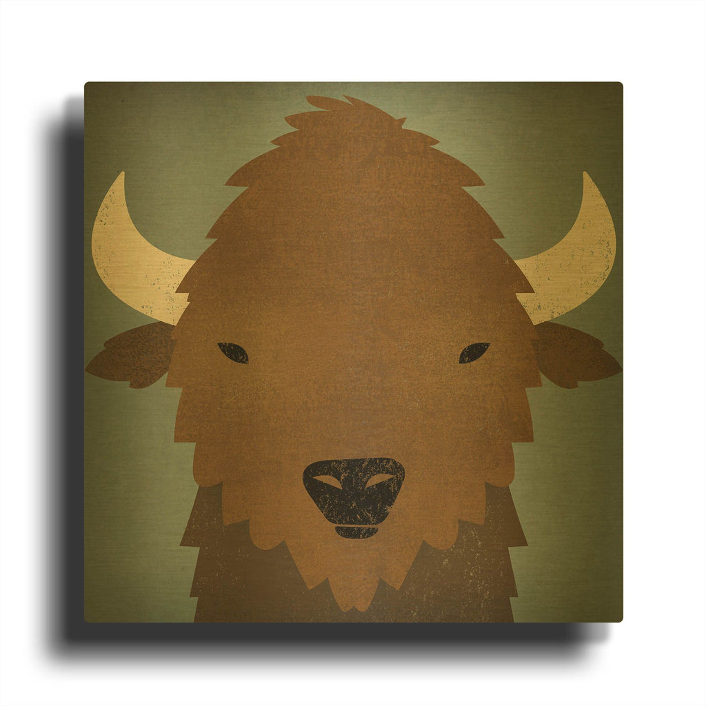 'Buffalo II' By Ryan Fowler Gold Metal Wall Art