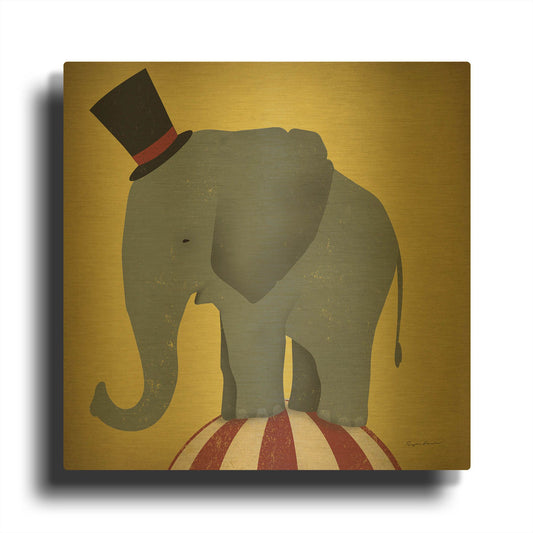 'Circus Elephant' By Ryan Fowler Gold Metal Wall Art