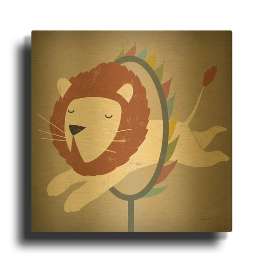 'Circus Lion' By Ryan Fowler Gold Metal Wall Art