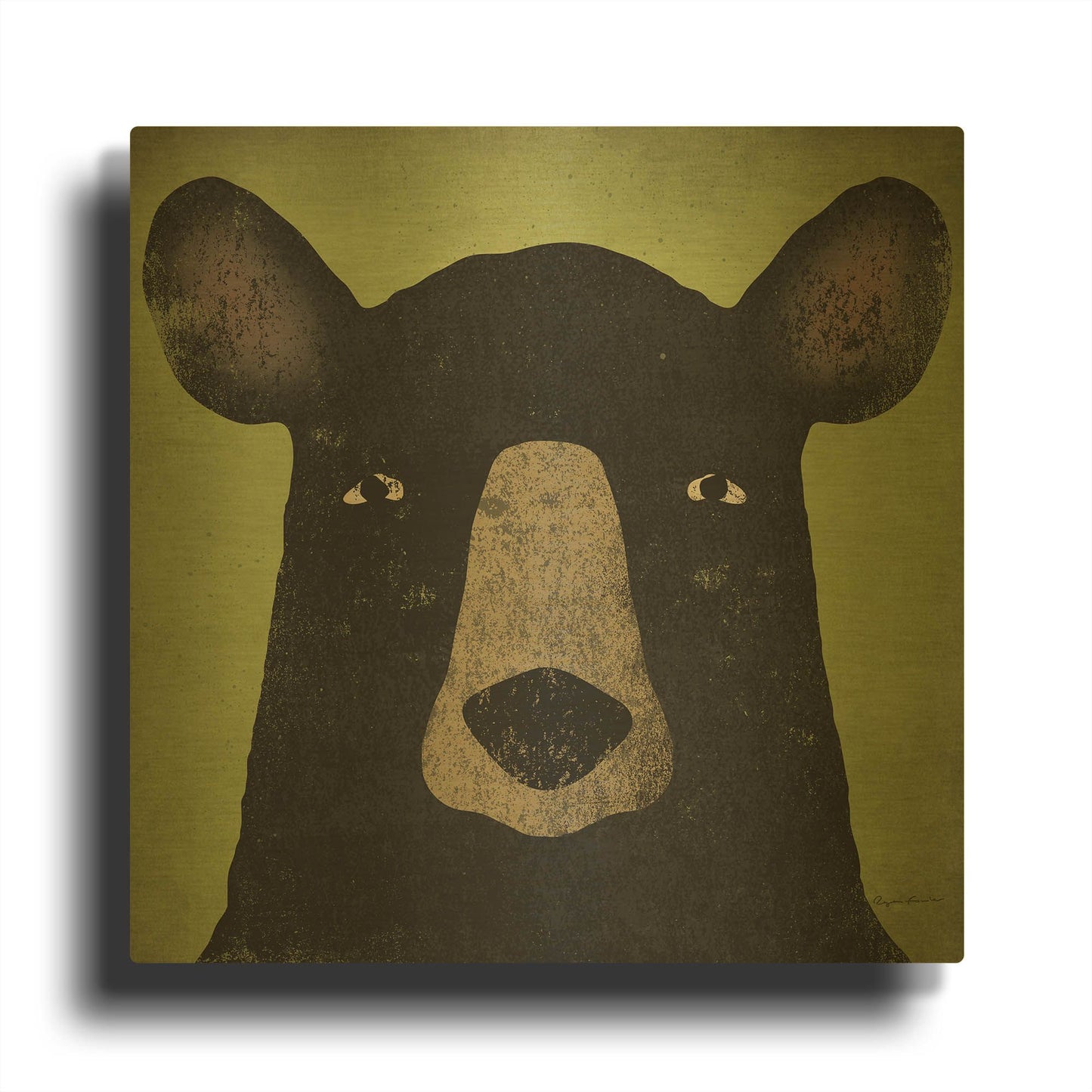 'The Black Bear' By Ryan Fowler Gold Metal Wall Art
