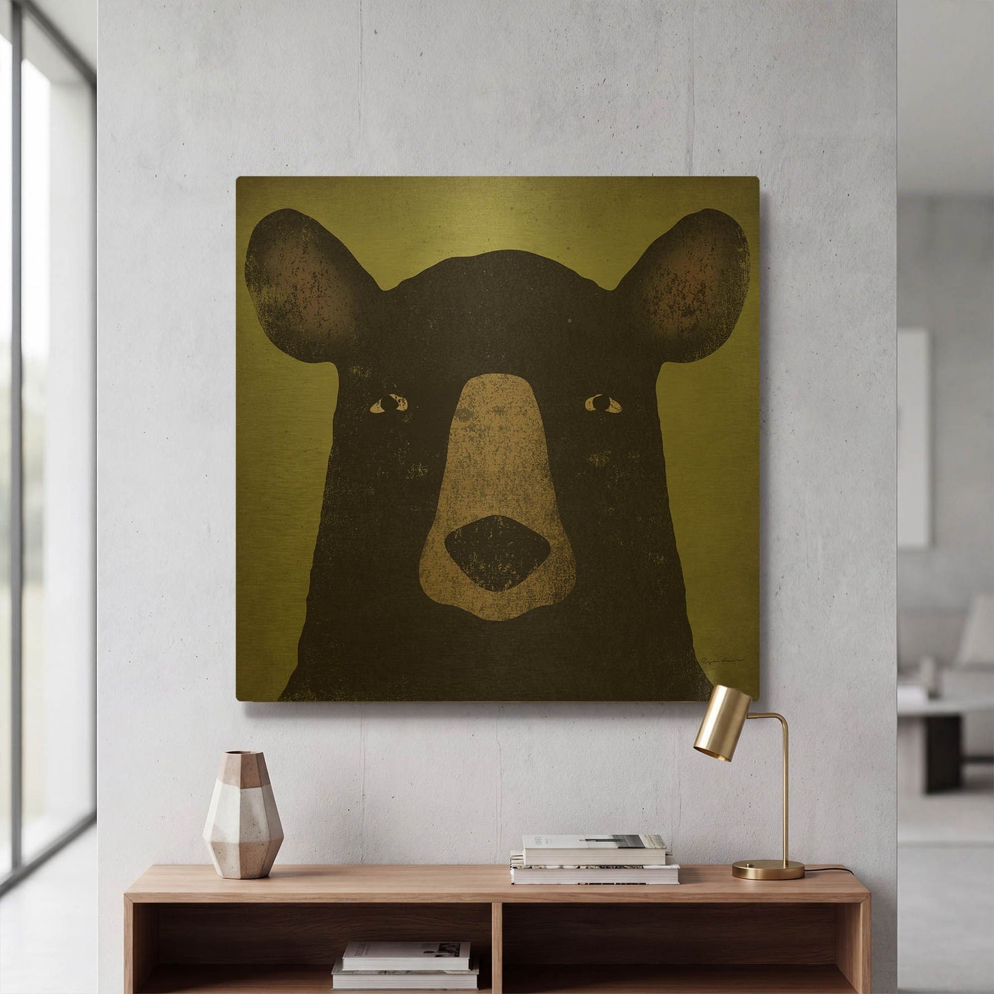 'The Black Bear' By Ryan Fowler Gold Metal Wall Art
