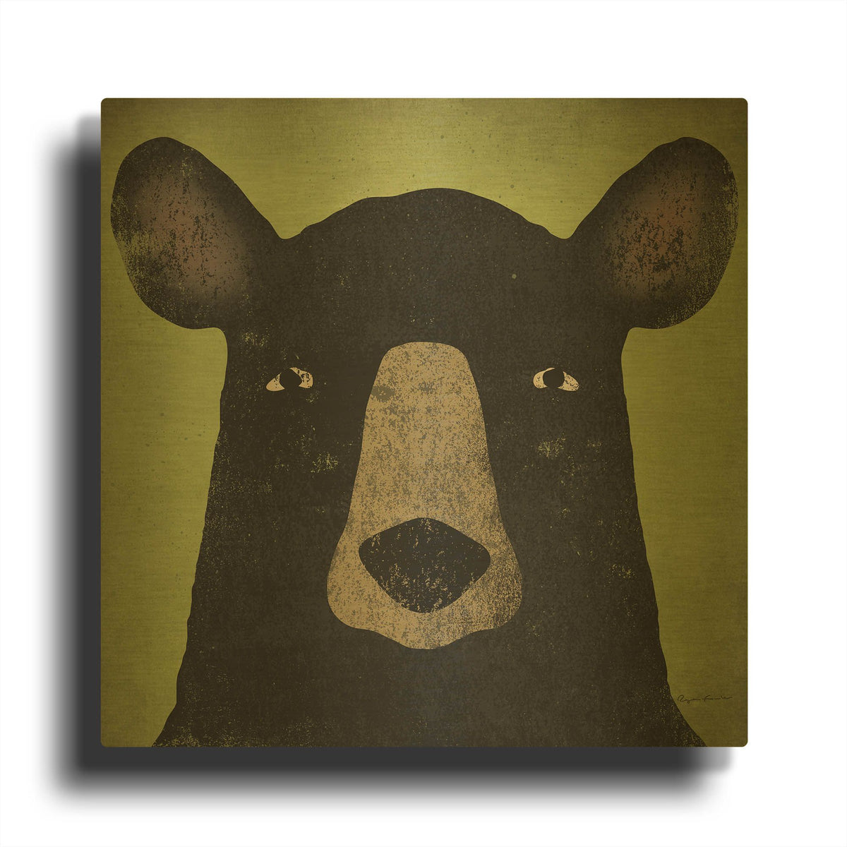 'The Black Bear' By Ryan Fowler Gold Metal Wall Art