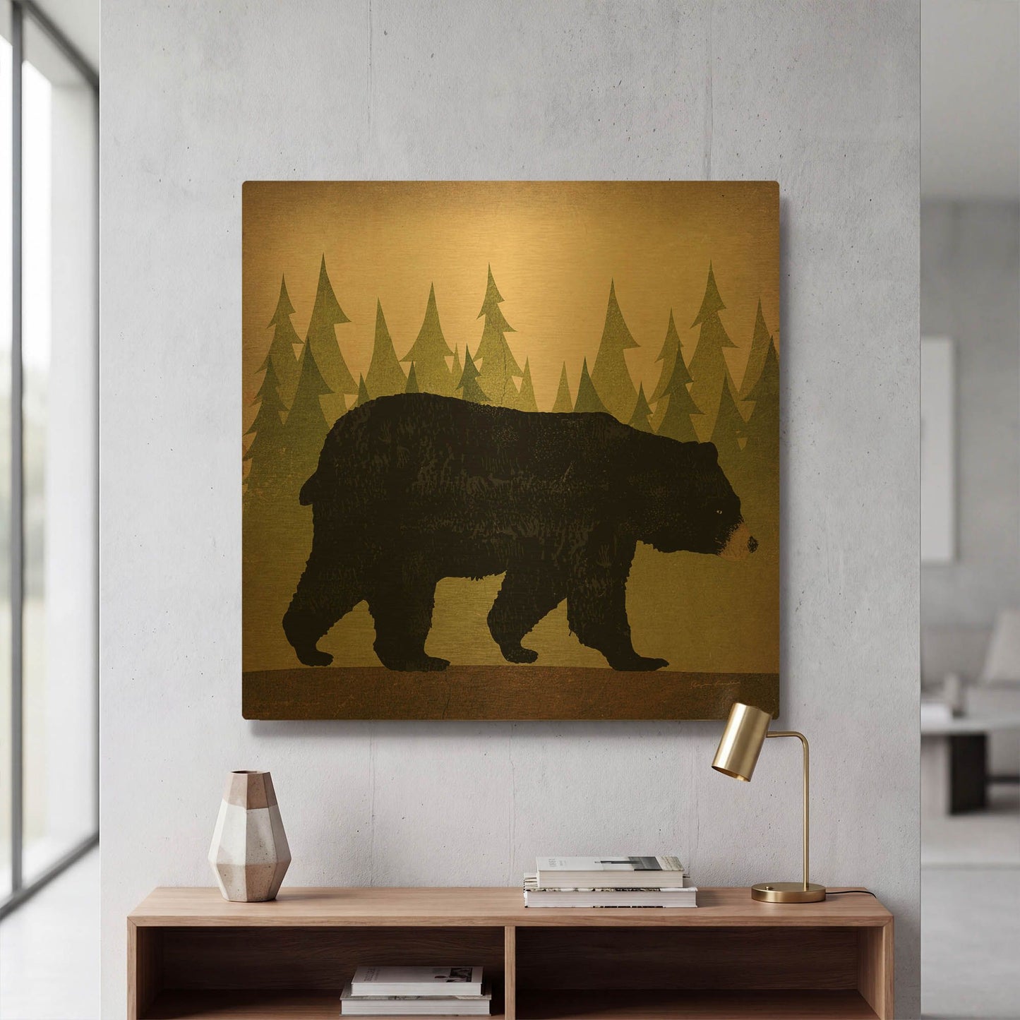 'Take A Hike Bear No Words' By Ryan Fowler Gold Metal Wall Art