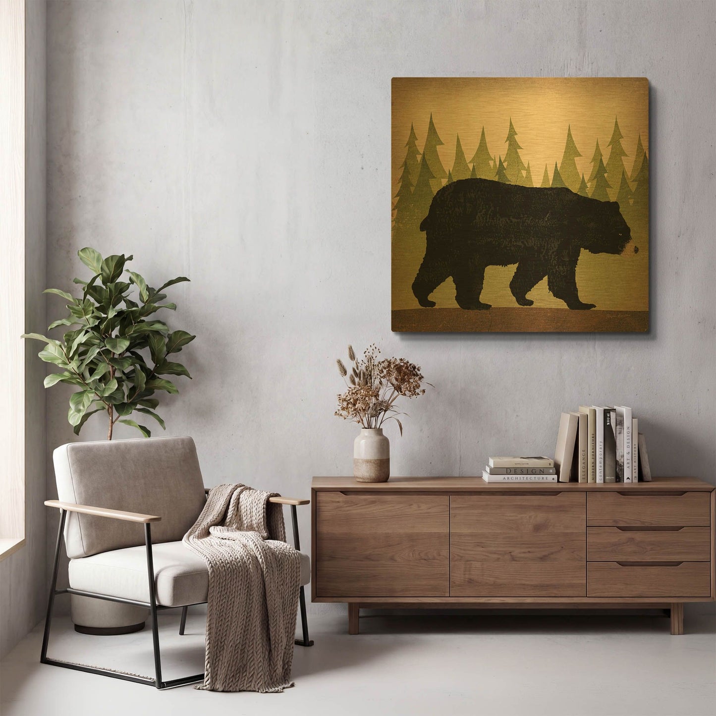 'Take A Hike Bear No Words' By Ryan Fowler Gold Metal Wall Art
