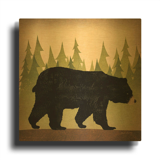 'Take A Hike Bear No Words' By Ryan Fowler Gold Metal Wall Art