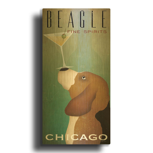 'Beagle Martini' By Ryan Fowler Gold Metal Wall Art